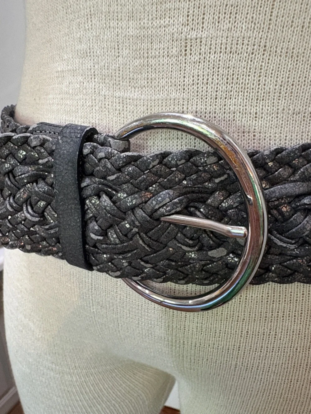 Loft pewter grey woven sz S wide belt